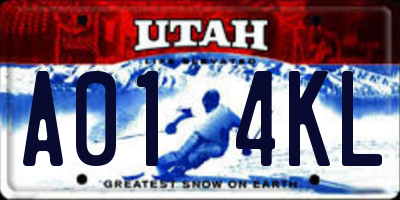 UT license plate A014KL