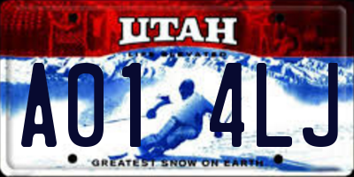 UT license plate A014LJ