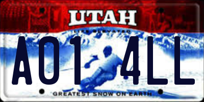 UT license plate A014LL