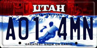 UT license plate A014MN