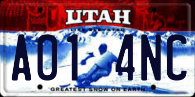 UT license plate A014NC