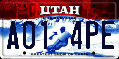 UT license plate A014PE