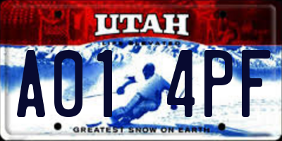 UT license plate A014PF