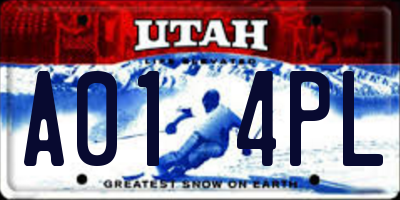 UT license plate A014PL