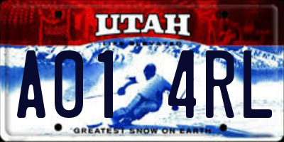 UT license plate A014RL