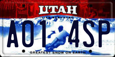 UT license plate A014SP