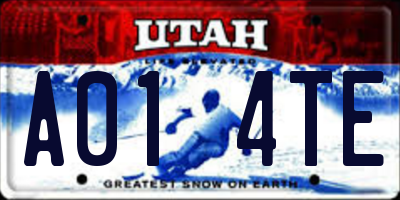 UT license plate A014TE