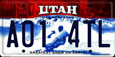 UT license plate A014TL