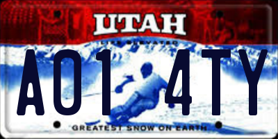 UT license plate A014TY