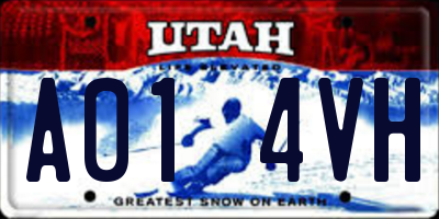 UT license plate A014VH