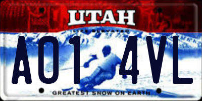 UT license plate A014VL