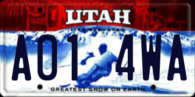 UT license plate A014WA