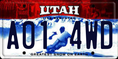 UT license plate A014WD