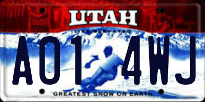 UT license plate A014WJ