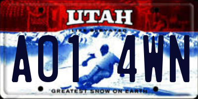 UT license plate A014WN