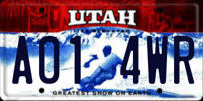 UT license plate A014WR