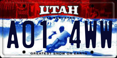 UT license plate A014WW