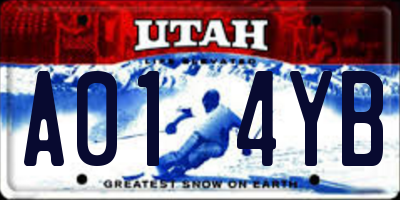 UT license plate A014YB