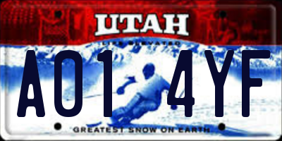 UT license plate A014YF