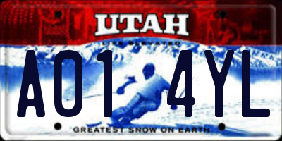 UT license plate A014YL