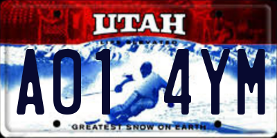 UT license plate A014YM