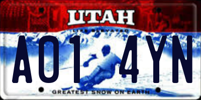 UT license plate A014YN