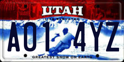 UT license plate A014YZ