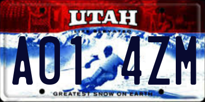 UT license plate A014ZM