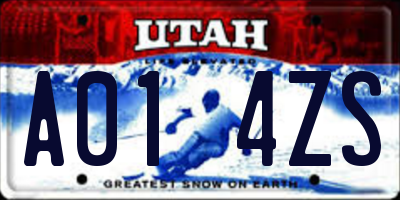 UT license plate A014ZS