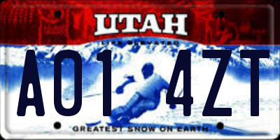 UT license plate A014ZT