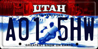 UT license plate A015HW