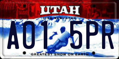 UT license plate A015PR