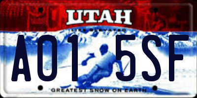 UT license plate A015SF