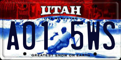 UT license plate A015WS