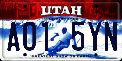 UT license plate A015YN