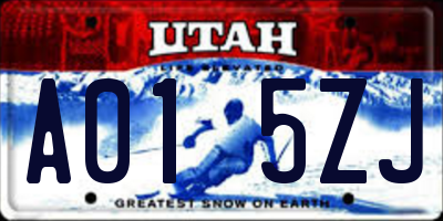 UT license plate A015ZJ