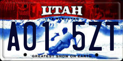 UT license plate A015ZT