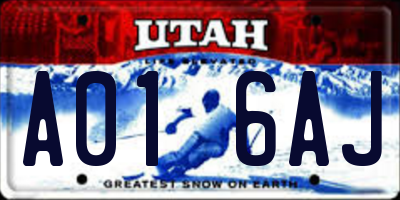 UT license plate A016AJ