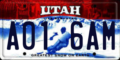 UT license plate A016AM