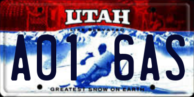 UT license plate A016AS