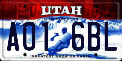 UT license plate A016BL