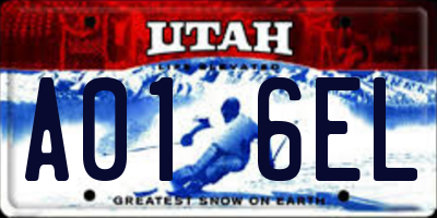 UT license plate A016EL