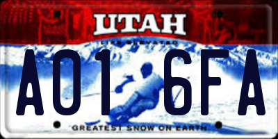 UT license plate A016FA