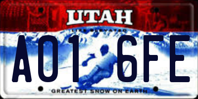 UT license plate A016FE