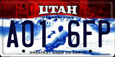 UT license plate A016FP