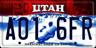 UT license plate A016FR