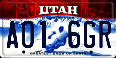 UT license plate A016GR