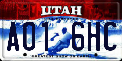 UT license plate A016HC