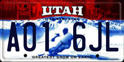 UT license plate A016JL