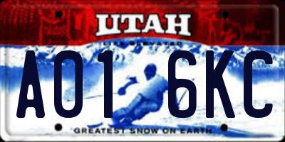 UT license plate A016KC